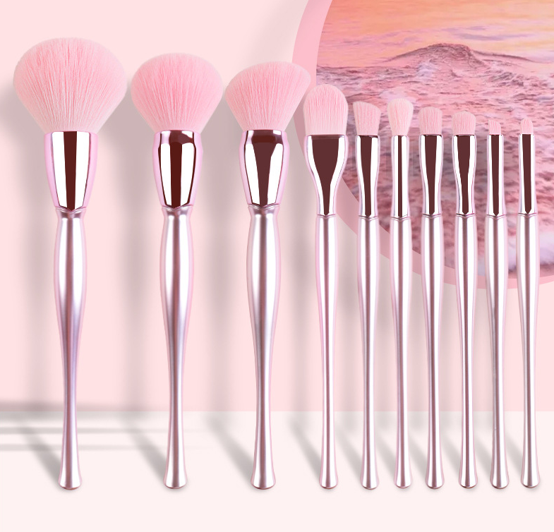 10 pcs pink makeup brush set